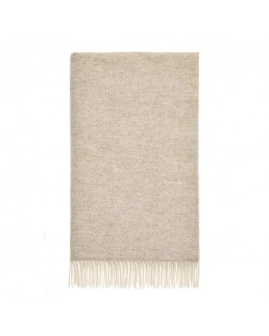 Plaid beige HERRINGBONE XL Natural - Couverture en laine, couvre lit Bronte by Moon un plaid cocooning couverture chaude douc...