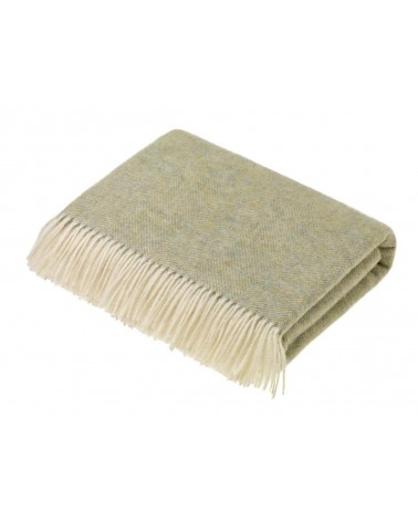 Wolldecke HERRINGBONE XL Salbei Grün - Kuscheldecke, Bettdecke Bronte by Moon Schafwolldecke warme Woll Decken Sofa wohndecke...