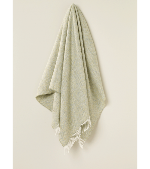 Wolldecke HERRINGBONE XL Salbei Grün - Kuscheldecke, Bettdecke Bronte by Moon Schafwolldecke warme Woll Decken Sofa wohndecke...