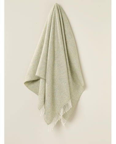 Wolldecke HERRINGBONE XL Salbei Grün - Kuscheldecke, Bettdecke Bronte by Moon Schafwolldecke warme Woll Decken Sofa wohndecke...