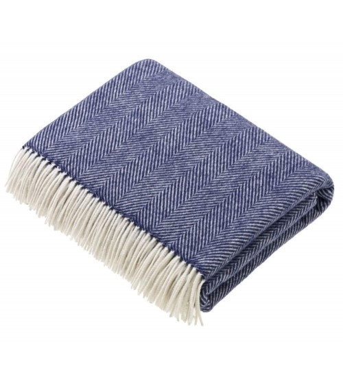 Wool Blanket HERRINGBONE XL Navy Blue - Sofa & Bed Throw Bronte by Moon warm cozy soft sofa throw blanket picnic throws and b...