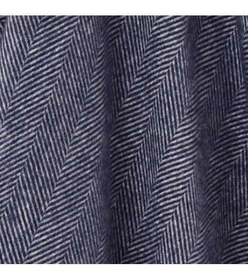 Plaid HERRINGBONE XL Bleu Marine - Couverture en laine, couvre lit Bronte by Moon un plaid cocooning couverture chaude douce ...