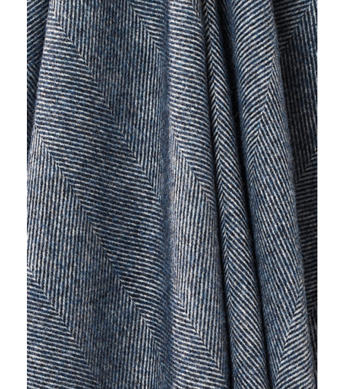 Plaid HERRINGBONE XL Bleu Marine - Couverture en laine, couvre lit Bronte by Moon un plaid cocooning couverture chaude douce ...