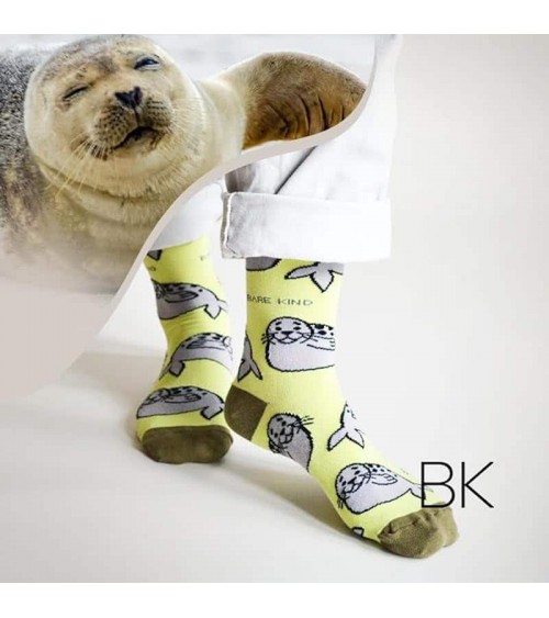 Sauvez les phoques - Chaussettes en bambou Bare Kind jolies pour femme originales pour homme chausset rigolotes drole Suisse