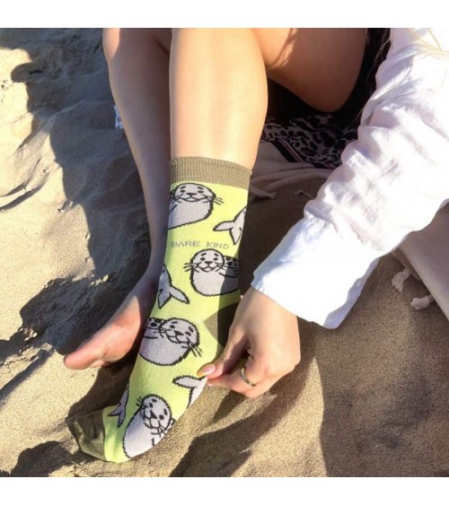 Sauvez les phoques - Chaussettes en bambou Bare Kind jolies pour femme originales pour homme chausset rigolotes drole Suisse