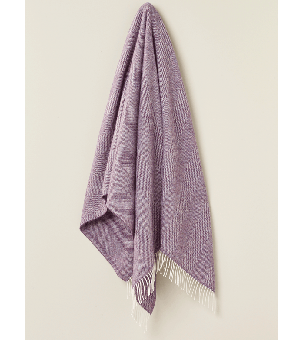 Wolldecke HERRINGBONE XL Lavandel - Kuscheldecke, Bettdecke Bronte by Moon Schafwolldecke warme Woll Decken Sofa wohndecke ka...