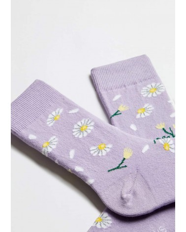 BeDaisy Purple - Organic cotton womens socks Besocks funny crazy cute cool best pop socks for women men