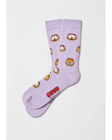 BeGarfield Faces Mauve - Chaussettes Garfield en coton bio Besocks jolies pour femme originales pour homme chausset rigolotes...