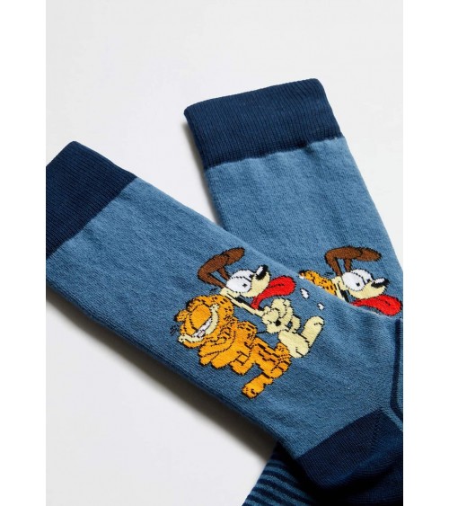 BeGarfield & Odie Bleu - Chaussettes Garfield en coton bio Besocks jolies pour femme originales pour homme chausset rigolotes...