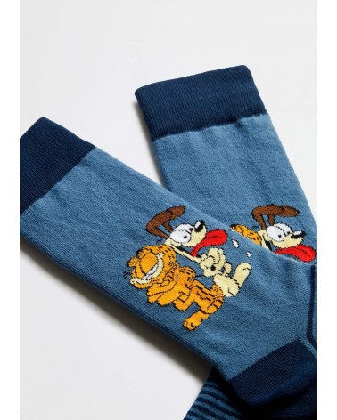 BeGarfield & Odie Bleu - Chaussettes Garfield en coton bio Besocks jolies pour femme originales pour homme chausset rigolotes...