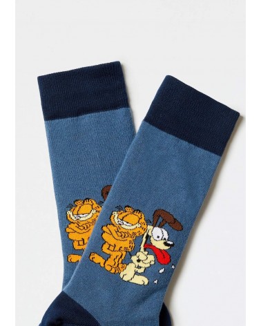 BeGarfield & Odie Bleu - Chaussettes Garfield en coton bio Besocks jolies pour femme originales pour homme chausset rigolotes...