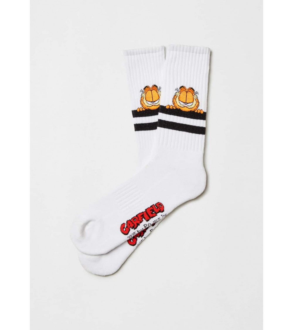 BeGarfield Stripes - Chaussettes de sport blanches Besocks jolies pour femme originales pour homme chausset rigolotes drole S...