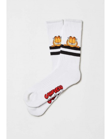 BeGarfield Stripes - Chaussettes de sport blanches Besocks jolies pour femme originales pour homme chausset rigolotes drole S...