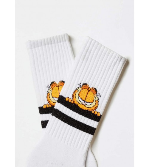 BeGarfield Stripes - Chaussettes de sport blanches Besocks jolies pour femme originales pour homme chausset rigolotes drole S...