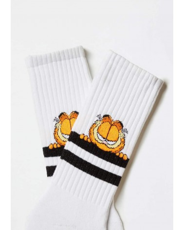 BeGarfield Stripes - Chaussettes de sport blanches Besocks jolies pour femme originales pour homme chausset rigolotes drole S...