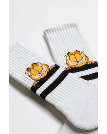 BeGarfield Stripes - Chaussettes de sport blanches Besocks jolies pour femme originales pour homme chausset rigolotes drole S...