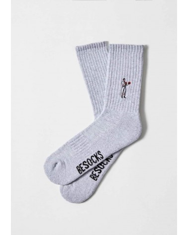 BeBoxer - Sportsocken, Graue Socken mit gesticktem Boxer Besocks socke kuschelsocken für damen lustig herren farbige coole so...