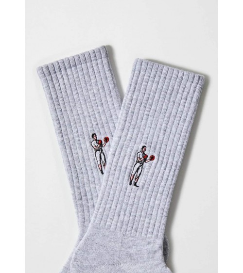 BeBoxer - Sportsocken, Graue Socken mit gesticktem Boxer Besocks socke kuschelsocken für damen lustig herren farbige coole so...