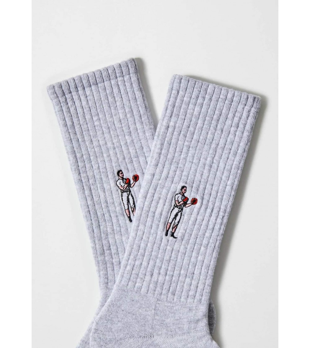 BeBoxer - Sportsocken, Graue Socken mit gesticktem Boxer Besocks socke kuschelsocken für damen lustig herren farbige coole so...