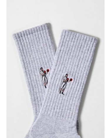 BeBoxer - Sportsocken, Graue Socken mit gesticktem Boxer Besocks socke kuschelsocken für damen lustig herren farbige coole so...