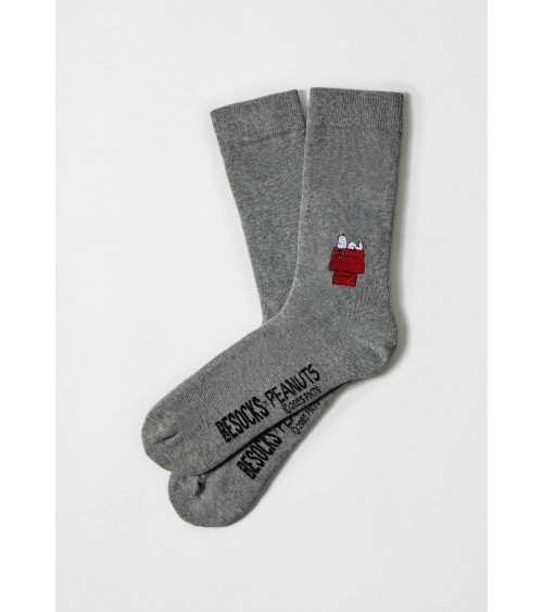 BeSnoopy House - Grey sock with embroidered Snoopy design Besocks funny crazy cute cool best pop socks for women men