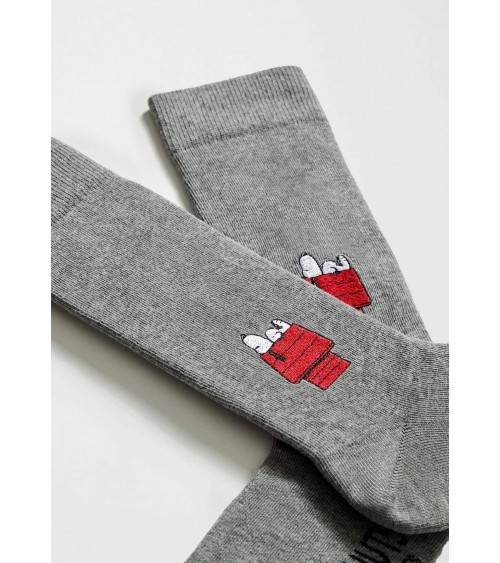 BeSnoopy House - Grey sock with embroidered Snoopy design Besocks funny crazy cute cool best pop socks for women men