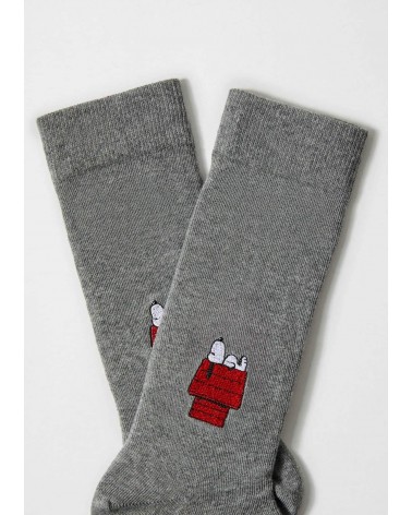 BeSnoopy House - Graue Socken mit Snoopy Stickerei Besocks socke kuschelsocken für damen lustig herren farbige coole socken