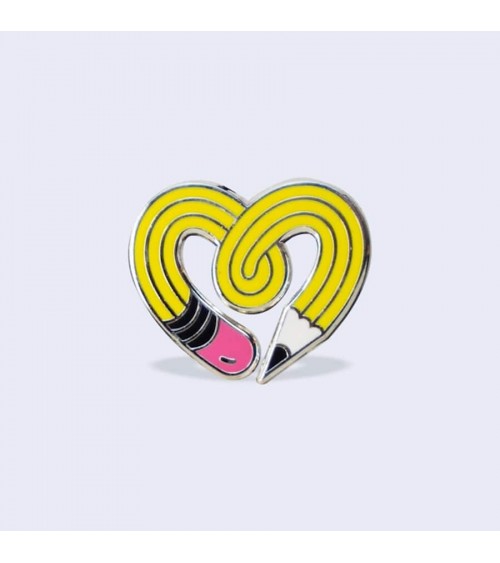 Pin Anstecker Herz – Gelber Designer Bleistift Creative Goodie Anstecknadel Ansteckpins pins anstecknadeln kaufen