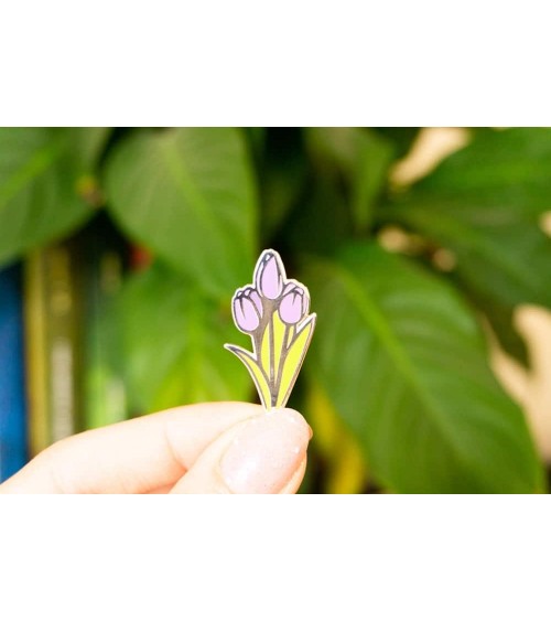Spilla Smaltata - Tulipano viola Creative Goodie spiritose spille colorate particolari eleganti donna da giacca uomo