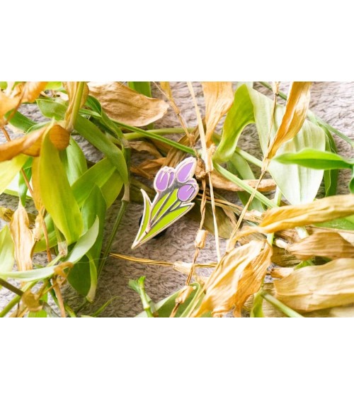 Spilla Smaltata - Tulipano viola Creative Goodie spiritose spille colorate particolari eleganti donna da giacca uomo