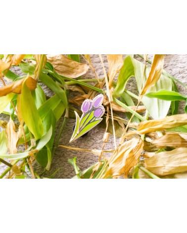 Spilla Smaltata - Tulipano viola Creative Goodie spiritose spille colorate particolari eleganti donna da giacca uomo