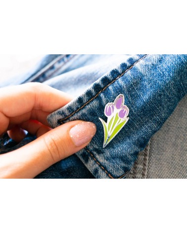 Spilla Smaltata - Tulipano viola Creative Goodie spiritose spille colorate particolari eleganti donna da giacca uomo