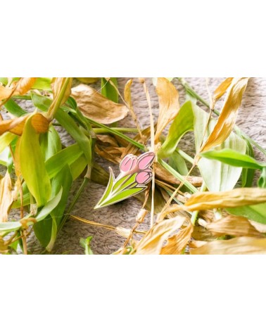 Spilla Smaltata - Tulipano rosa Creative Goodie spiritose spille colorate particolari eleganti donna da giacca uomo