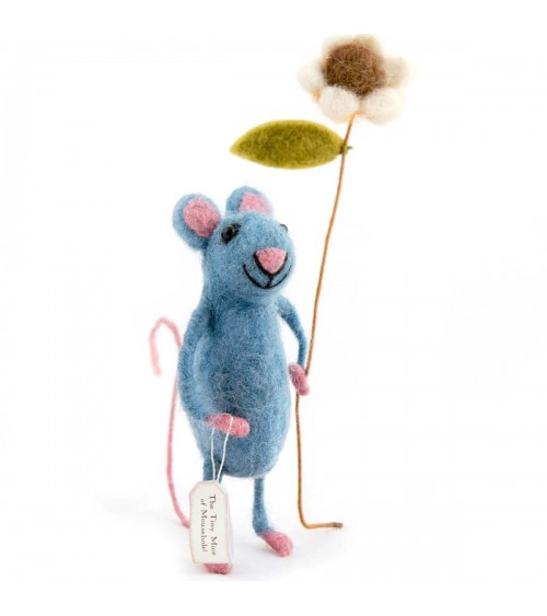 Souris bleue avec une fleur - Objet déco Sew Heart Felt original kitatori suisse
