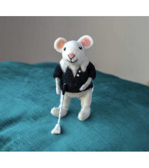 Souris golfeur - Objet déco Sew Heart Felt original kitatori suisse