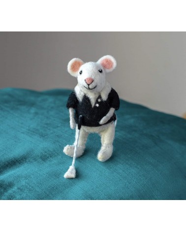 Golfer Mouse - Decorative object Sew Heart Felt original kitatori switzerland