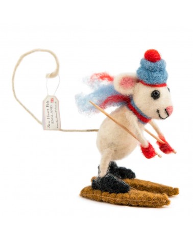 Topolino che scia - Oggetto decorativo Sew Heart Felt particolari kitatori svizzera