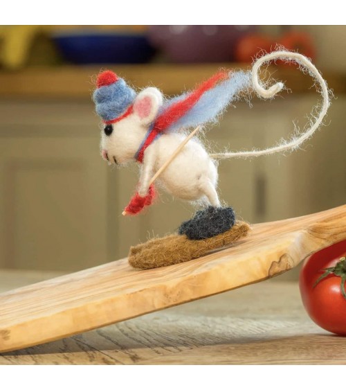 Topolino che scia - Oggetto decorativo Sew Heart Felt particolari kitatori svizzera