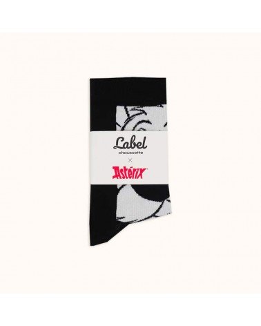 Idefix - Schwarze Lustige Socken Asterix und Obelix Label Chaussette socke kuschelsocken für damen lustig herren farbige cool...