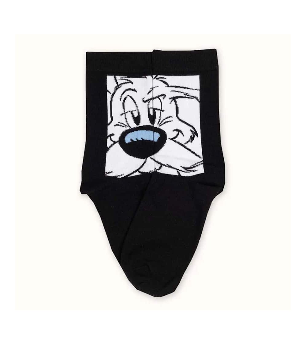 Idefix - Schwarze Lustige Socken Asterix und Obelix Label Chaussette socke kuschelsocken für damen lustig herren farbige cool...