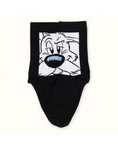 Idefix - Chaussettes noires Asterix et Obelix Label Chaussette jolies pour femme originales pour homme chausset rigolotes dro...