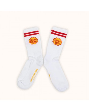 Chupa Chups - Chaussettes de sport blanches rayures rouges Label Chaussette jolies pour femme originales pour homme chausset ...