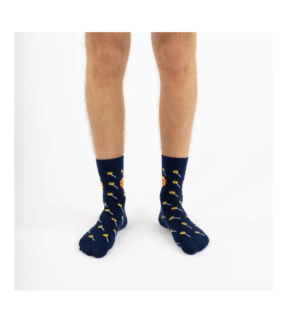 Chupa Chups - Chaussettes bleues en coton Label Chaussette jolies pour femme originales pour homme chausset rigolotes drole S...