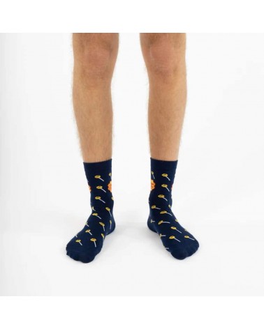 Chupa Chups - Calze blu in cotone Label Chaussette calze da uomo per donna divertenti simpatici particolari