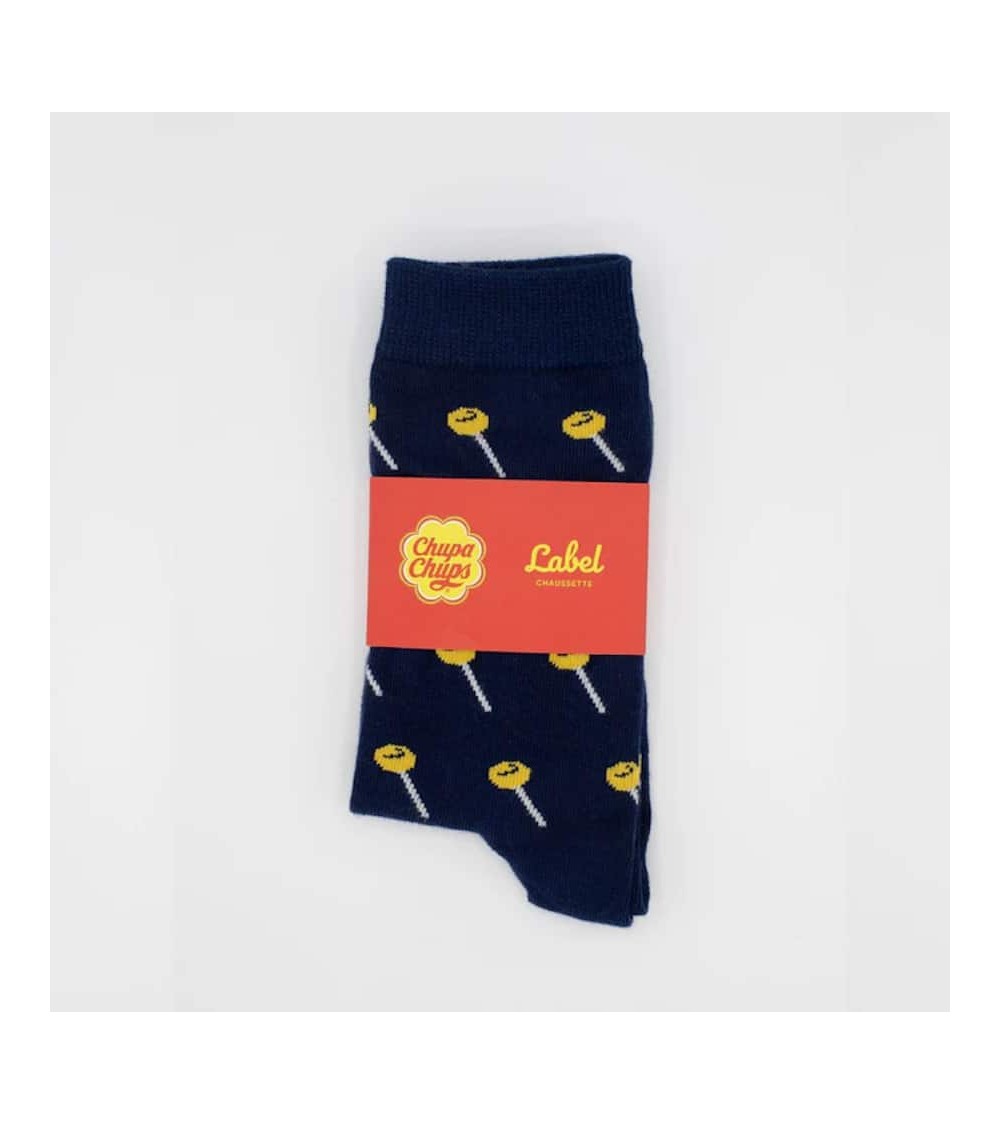 Chupa Chups - Chaussettes bleues en coton Label Chaussette jolies pour femme originales pour homme chausset rigolotes drole S...