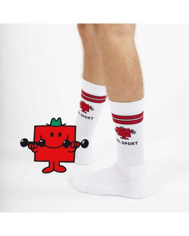 Mr. Sport - Mr. Men and Little Miss White sports socks for men Label Chaussette funny crazy cute cool best pop socks for wome...
