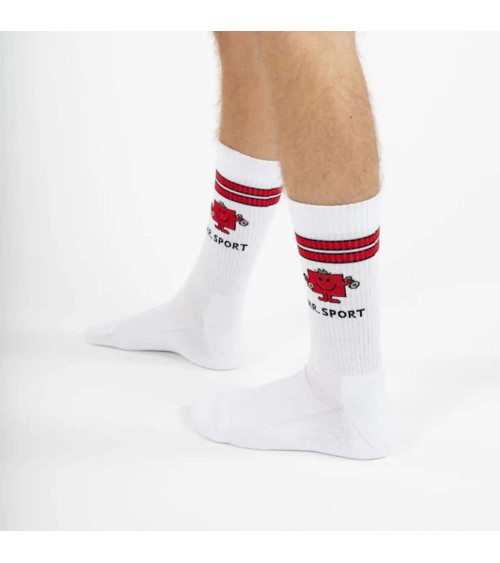 Mr. Sport - Mr. Men and Little Miss White sports socks for men Label Chaussette funny crazy cute cool best pop socks for wome...