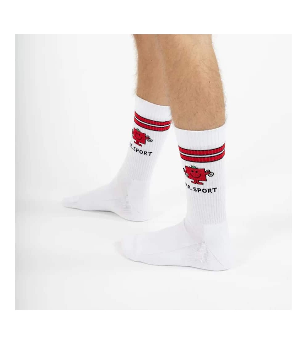 Mr. Sport weisse Socken - Sportsocken Mr. Men and Little Miss Label Chaussette socke kuschelsocken für damen lustig herren fa...