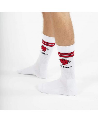 Mr. Sport weisse Socken - Sportsocken Mr. Men and Little Miss Label Chaussette socke kuschelsocken für damen lustig herren fa...