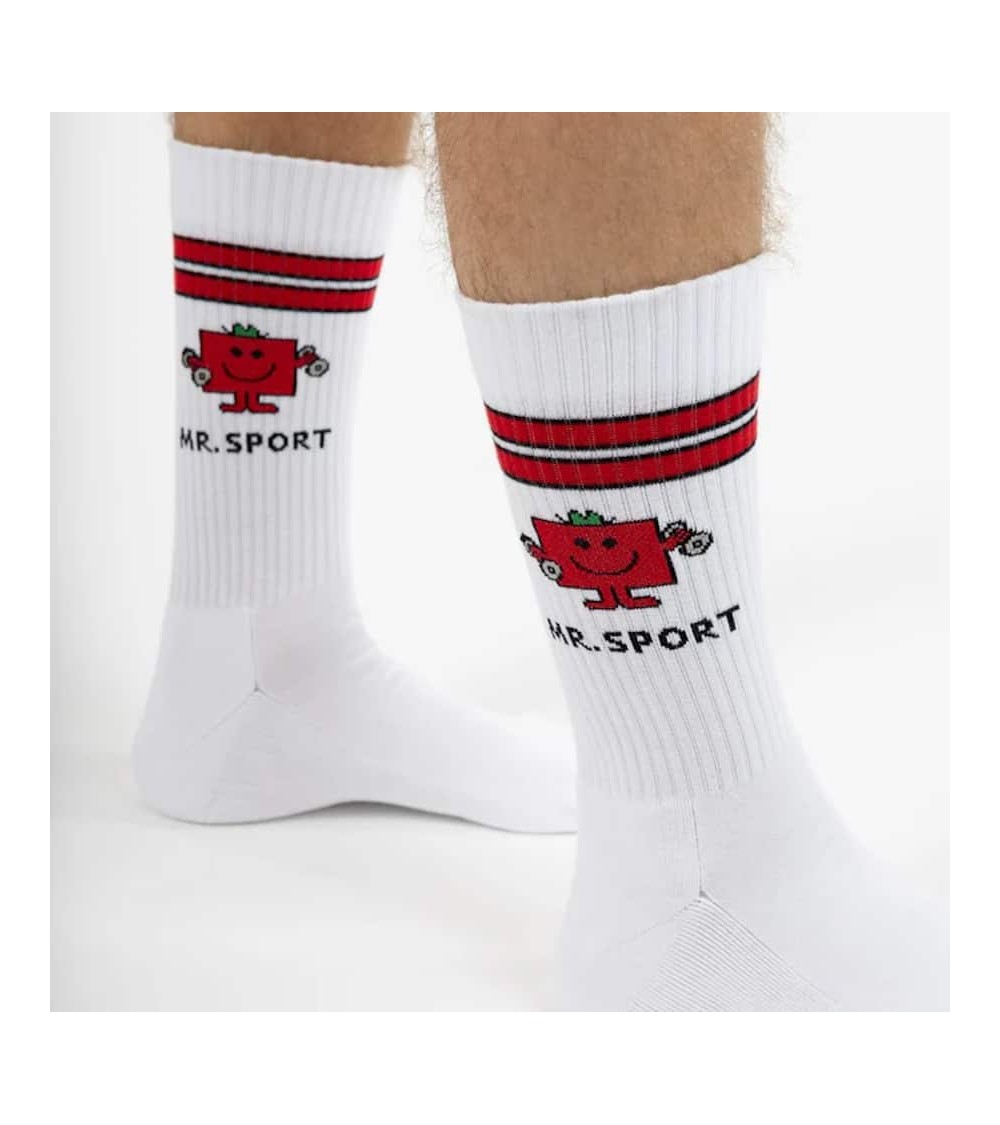 Mr. Sport weisse Socken - Sportsocken Mr. Men and Little Miss Label Chaussette socke kuschelsocken für damen lustig herren fa...